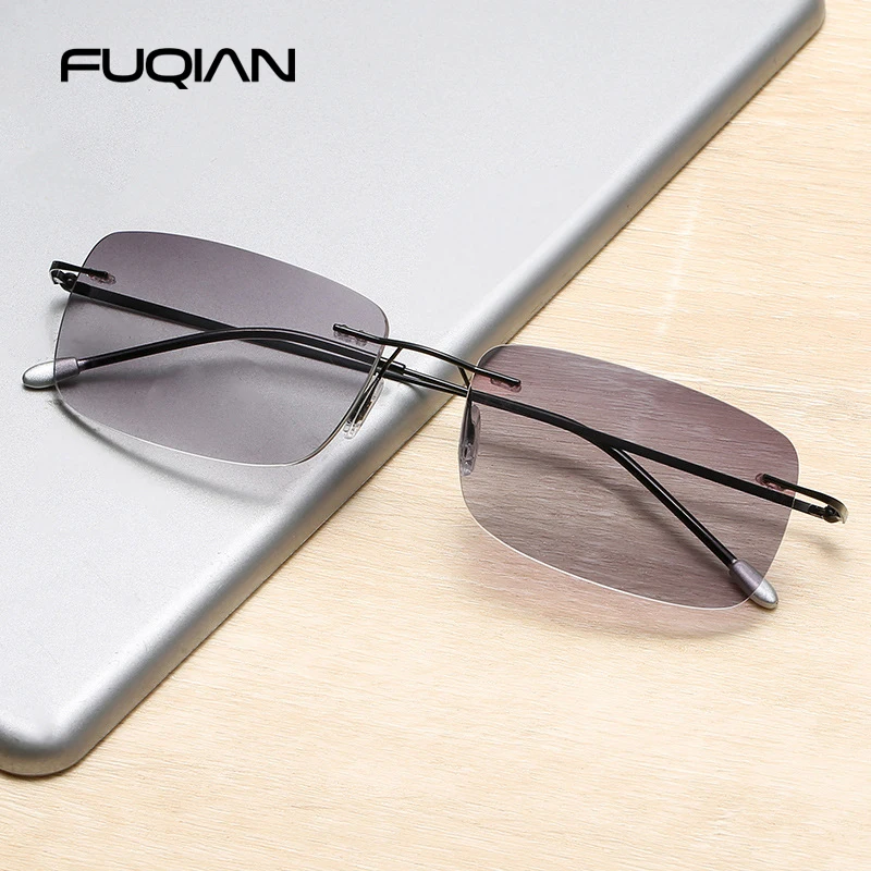 Módne okrajové čítanie slnečné okuliare Men ženy klasické bezrámové okuliare presbyopia vintage business okuliare UV400