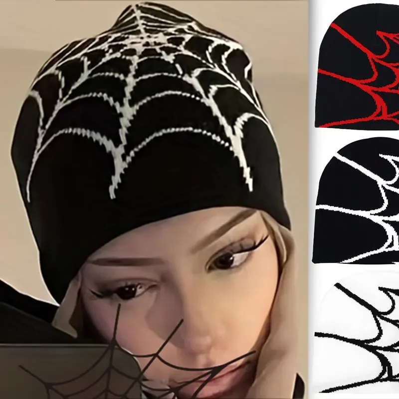 Módne pletenie pavúkového dizajnu klobúk pre mužov Ženy pullover PILE CAP Y2K GOTH teplé čiapky klobúky nová hip-hopová ulica Street Cap