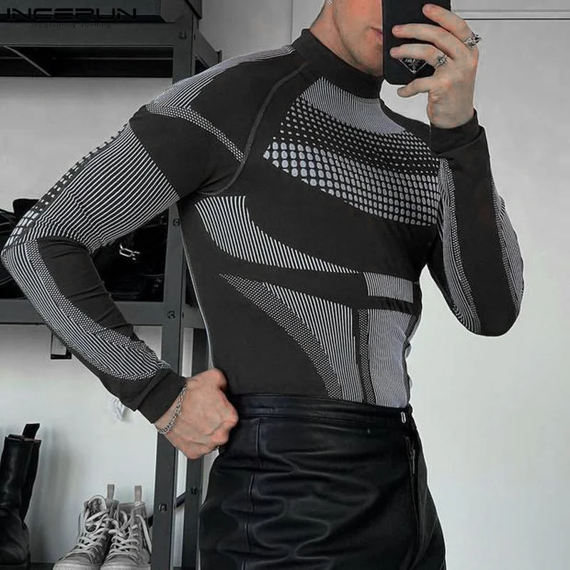 Módne predaja Pánske tesné elastické camiseta incerun štýlové dobre prispôsobené mužské funkčné tenké tričká s dlhým rukávom S-5XL 2023