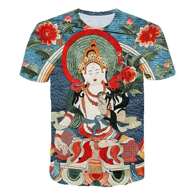 Módne príležitostné Shakyamuni Buddha Grafické tričko pre mužov Nový trend Príležitostný harajuku 3D tlačený okrúhly krk Krátke rukávy Tops