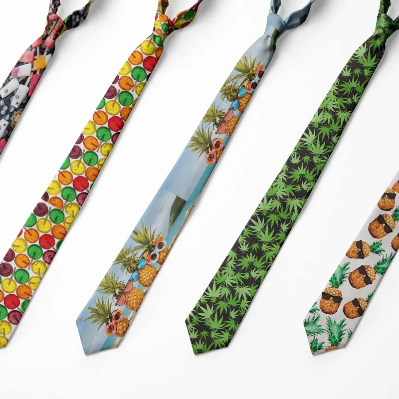 Módne pánske kravaty Maple Leaf Food Paisley Kravaty Polyester 8 cm Casual Greata Tlatená kravata Business Casy Tary for Wedding