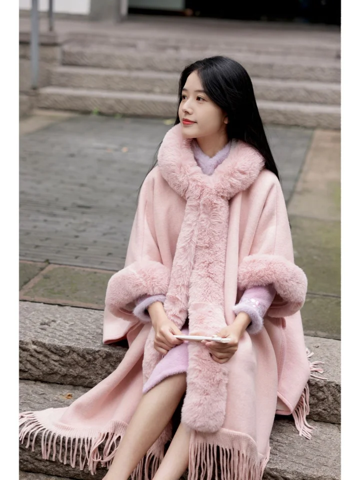 Módne retro elegantné kryty Mink Cashmere Fleece Cape Women Cheongsam Wedding Dress Shawl Cloak krátky kabát Zimná jeseň C357