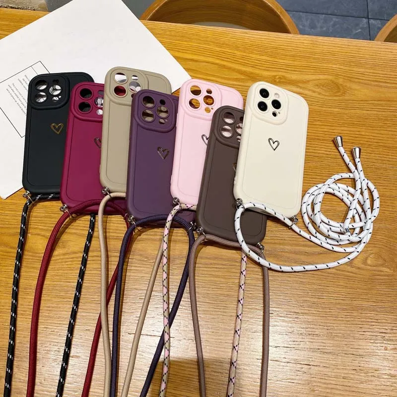 Módne srdce Crossbody Lanyard Pase pre iPhone 16 Pro Max 15 plus 14 13 12 Mini 11 Pro Max x xr xs max 7 8 plus SE 2020