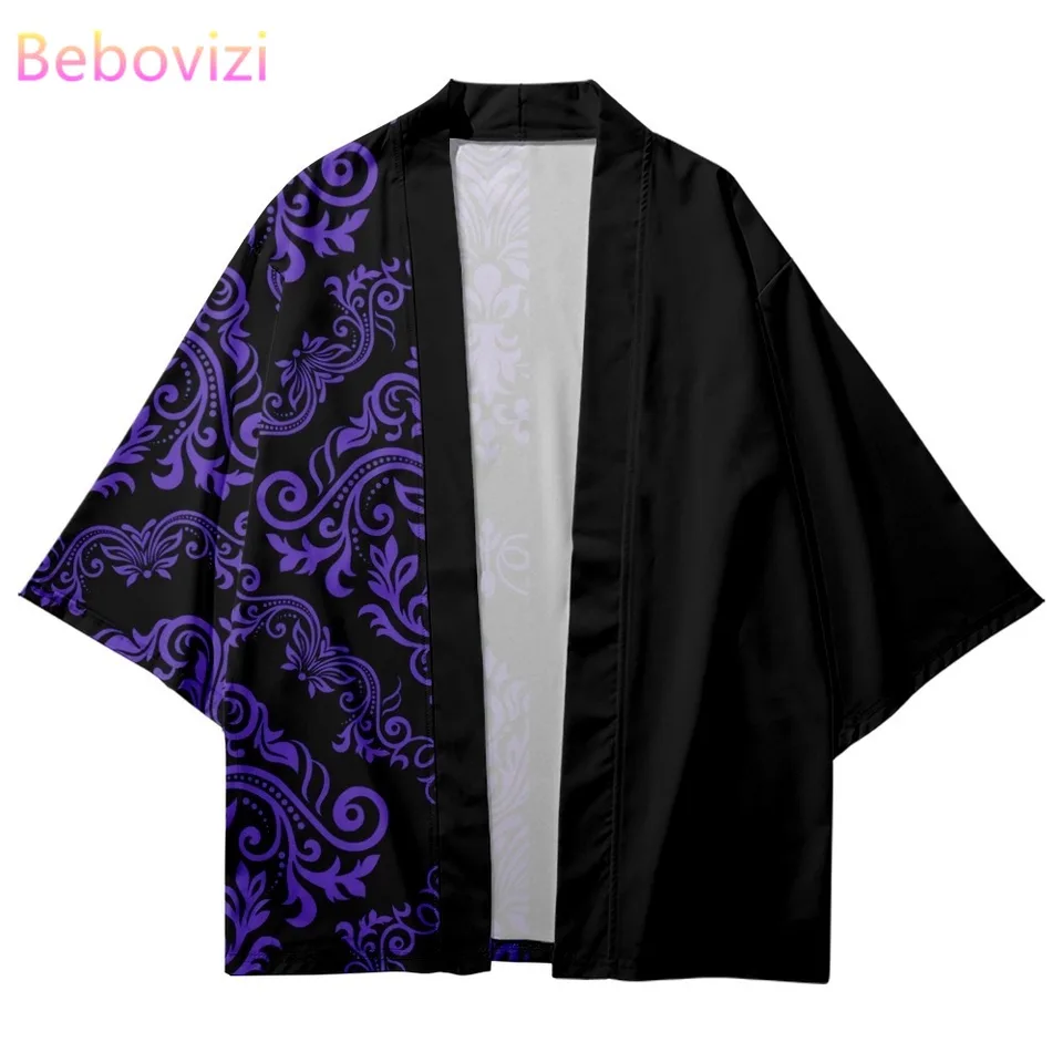 Módne streetwear tlač tradičné kimono príležitostné muži ženy Cardigan Cosplay košele Harajuku japonské samurajské nadmerné Haori