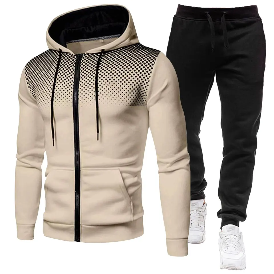 Módne tlačové ukazovatele pre mužov Mikina s kapucňou a tepláky Dva kúsky obleky Male Casual Fitness Jogging Športové súpravy