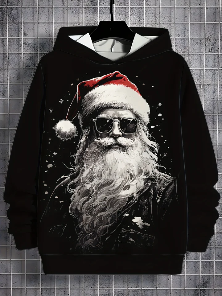 Módne vianočné pánske kapucňové kapucne 3D výtlačky Santa Claus Mikina Tops Topstring Sportwear Tops Tops Last Pánske oblečenie