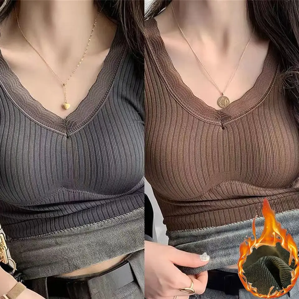 Módne vnútorné nosenie teplého špičkového intímneho zimného odevu spodnú bielizeň Thermal Lace Underhirt na jesennú zimu