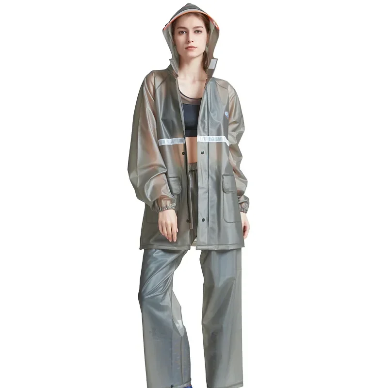 Módne zahusťované PVC Split Raincoat Suit Ženy Muži vodotesné priedušné motocykle Rášky Panty Oblek prenosné dažďové vybavenie
