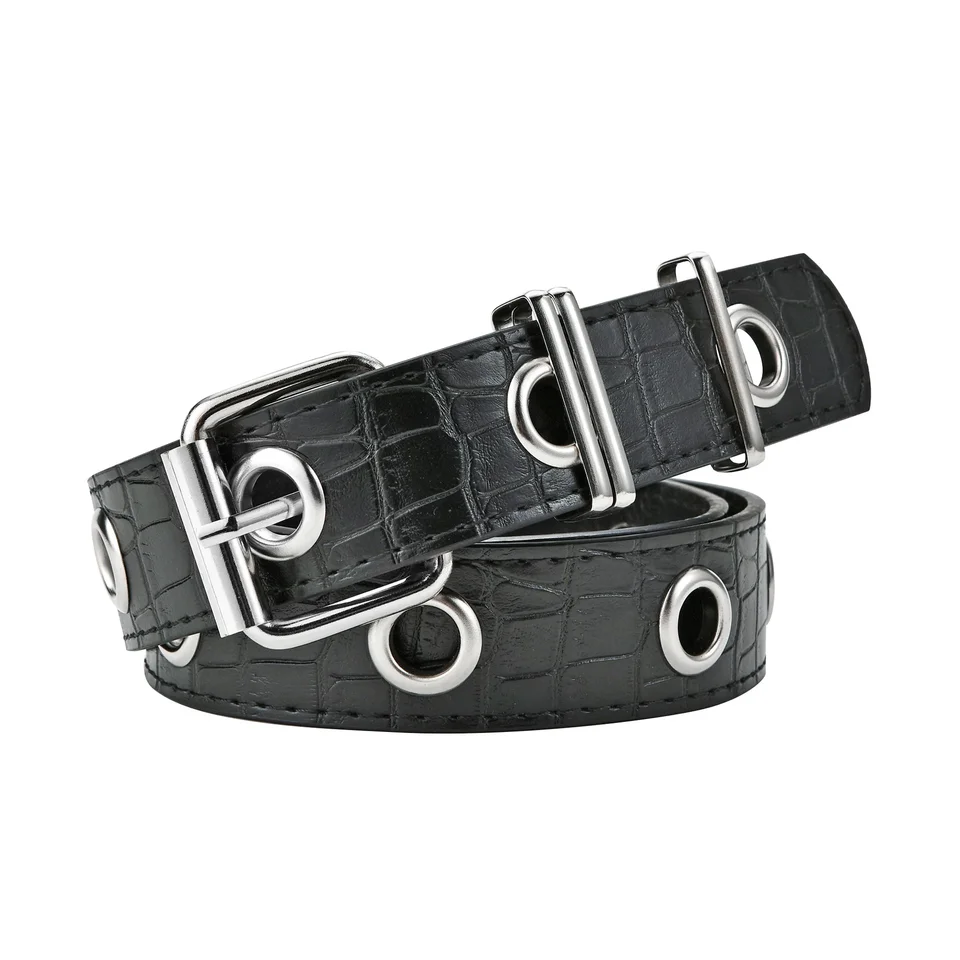 Módne ženy opasok so striebornou ihlou Style Buckle Round Dutiny Reachable Retian Retian Vhodný na každodenné opotrebenie s džínsami