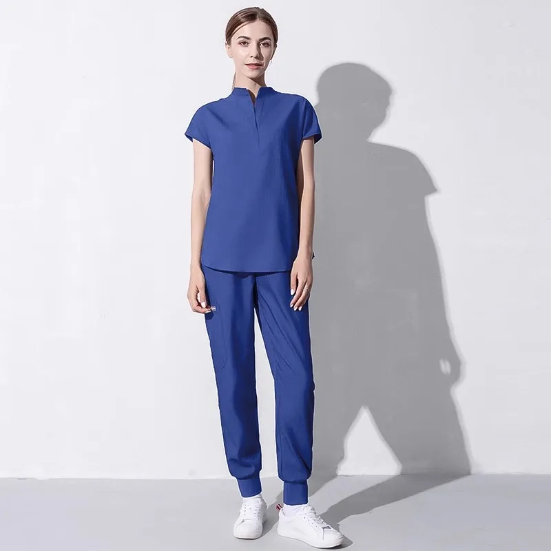 Módne ženy pracovné odevy Tops tops+nohavice Medical Uniform Chirurgy Scrubs košeľa s krátkym rukávom Pet s obchodom Doktorka sestra ošetrovateľstvo Uniforma