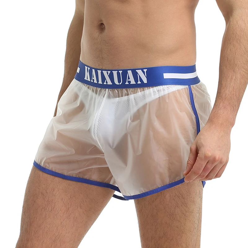 Módni muži sexy šortky priehľadné vidieť cez vodotesné kmene muži Boad kraťas