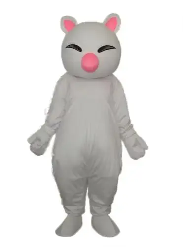 Módny dizajn Veľký ružový nos biely mačka maskot kostýmy Dospelé narodeninové oslavy luxusné šaty Halloween cosplay oblečenie oblečenie vianočné