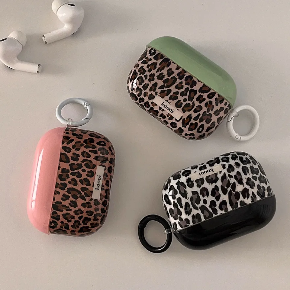 Módny kontrast leoparda slúchadiel pre AirPods 4 Pro 2 Hook Soft Soft Officul Cover pre AirPods 3 2 1 3rd generácia Shell