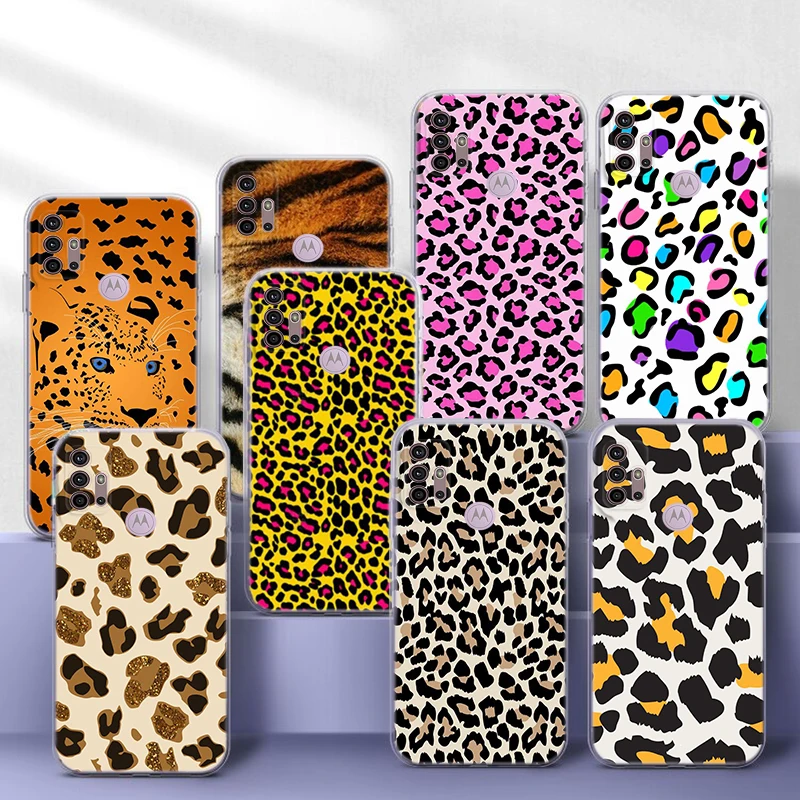 Módny leopard mäkký puzdro pre Moto G Play E20 E4 E40 E5 E6 E6S E7 Power Edge 20 Lite Pro G200 G30 G4