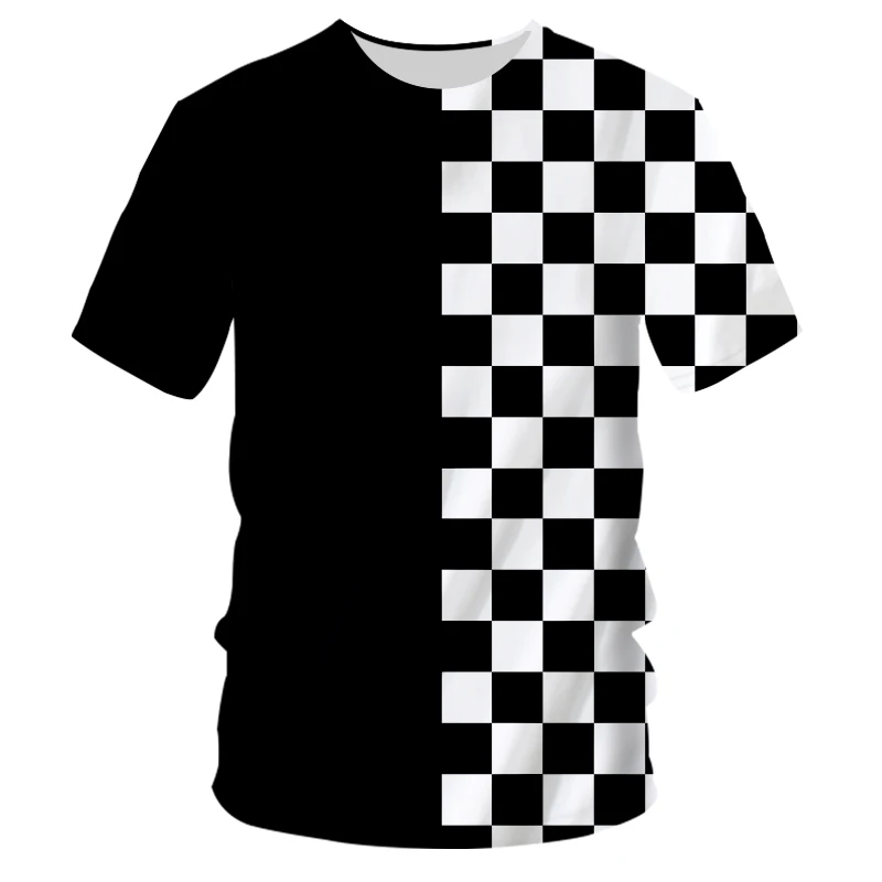 Módny pruh mriežka grafické a dámske tričká Príležitostné 3D tlač hip hop harajuku osobnosť Osobnosť okrúhly krk krátky rukáv