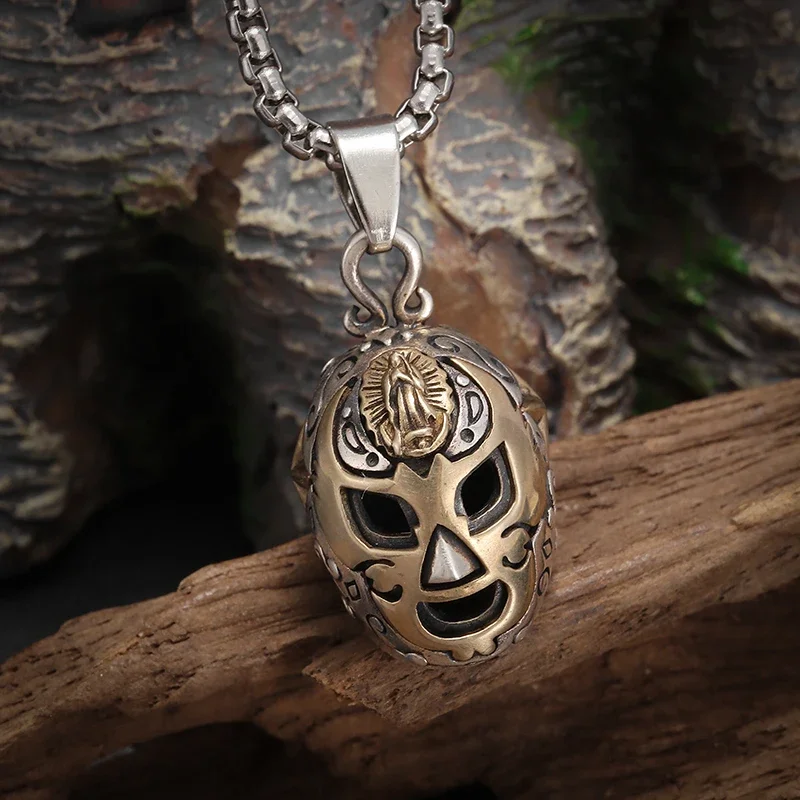 Módny retro hip-hop panenský mask Mask Pendant náhrdelník pre mužov a ženy trendy párty prom kostýmy doplnky
