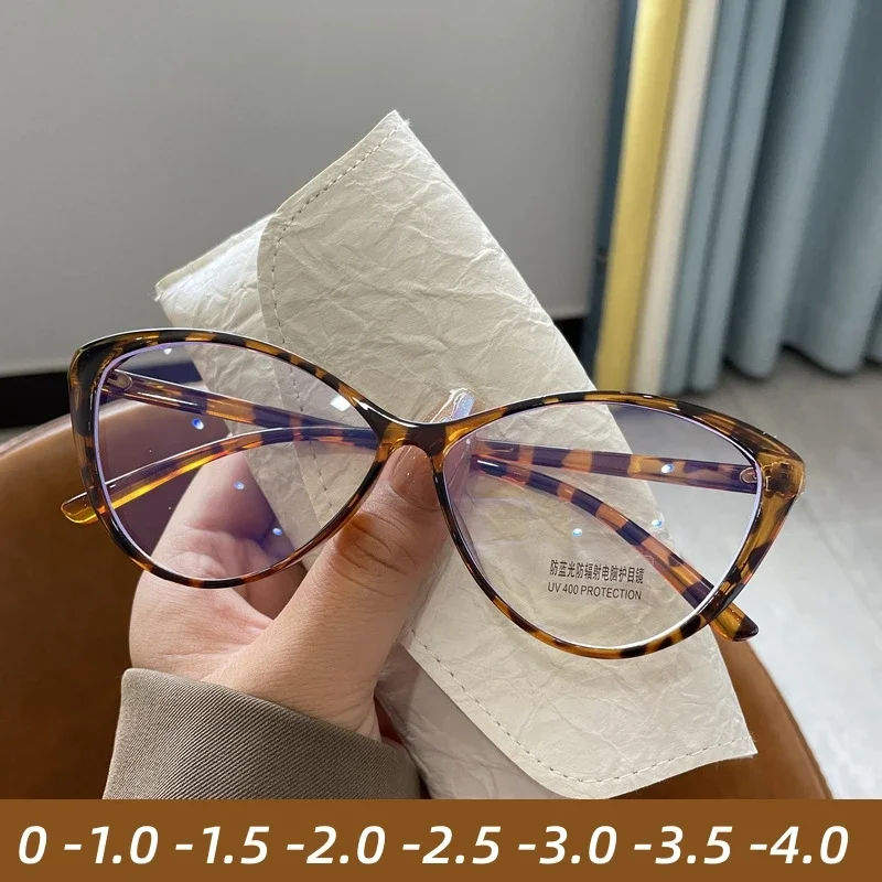 Módny trend mínus Diopter Myopia Okuliare pre ženy mužov retro mačka očný rám