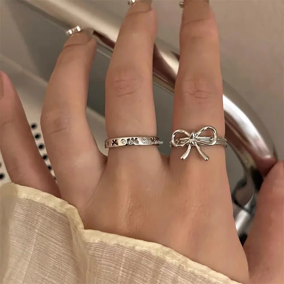 Módny trend ružový krištáľový bowknot srdiečko prstene zirkón prsteň y2k lesklé zirkónové krúžky pre ženy dievčenské večierky estetické šperky 2025