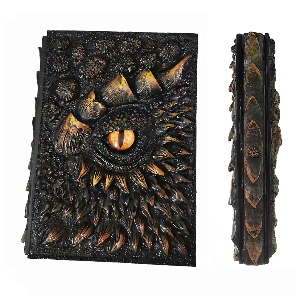 Módny vintage drak vyrazený živicový kryt cestovného denníka cestovný denník cestovný denník A5-NOTION KNIHA ART 3D reliéf Denník Kniha 1ks
