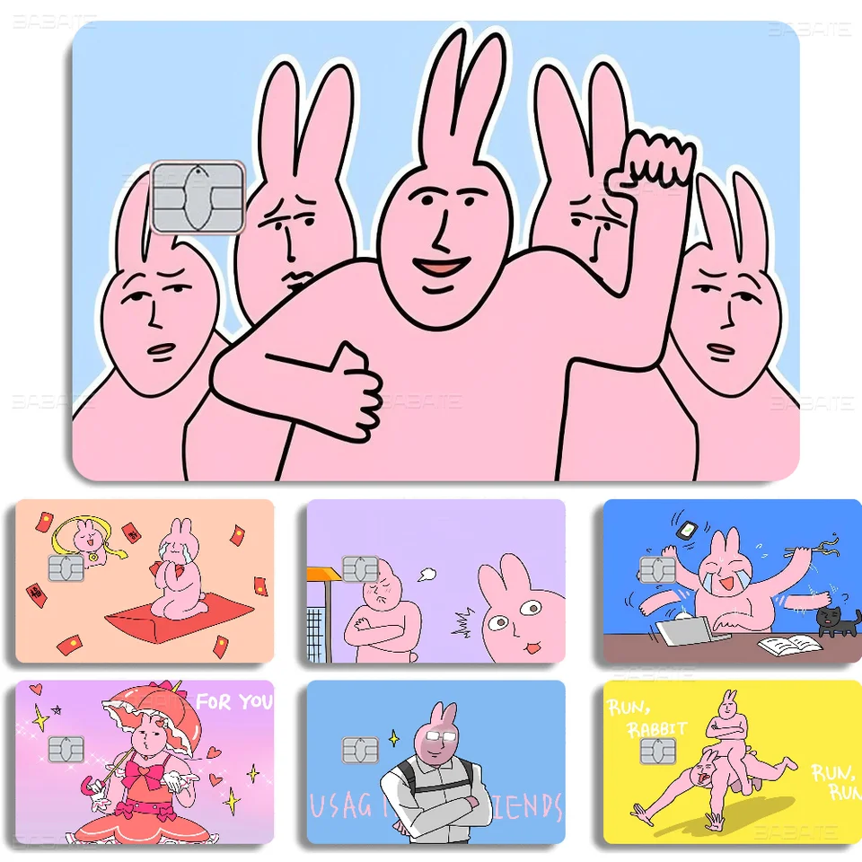 Môj f-priateľ Pink Rabbit Funny Anime Cartoon Sticker Film Skin For Pre kreditnú kartu debetnú bankovú kartu