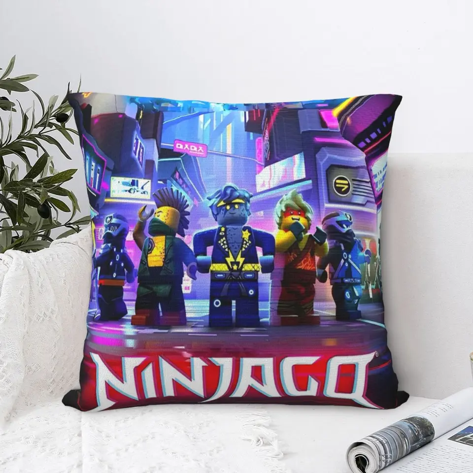 N-n-ninjagos vankúš polyester vankúšový kryt dekoratívny vankúšový obal na pohovku zips 40*40 cm