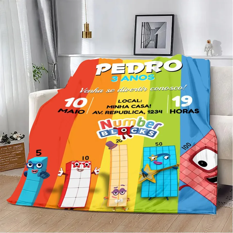 N-numberblocks-s módne anime tlačené prikrývky piknikové prikrývky teplé prikrývky mäkké a pohodlné cestovanie domov darček k narodeninám
