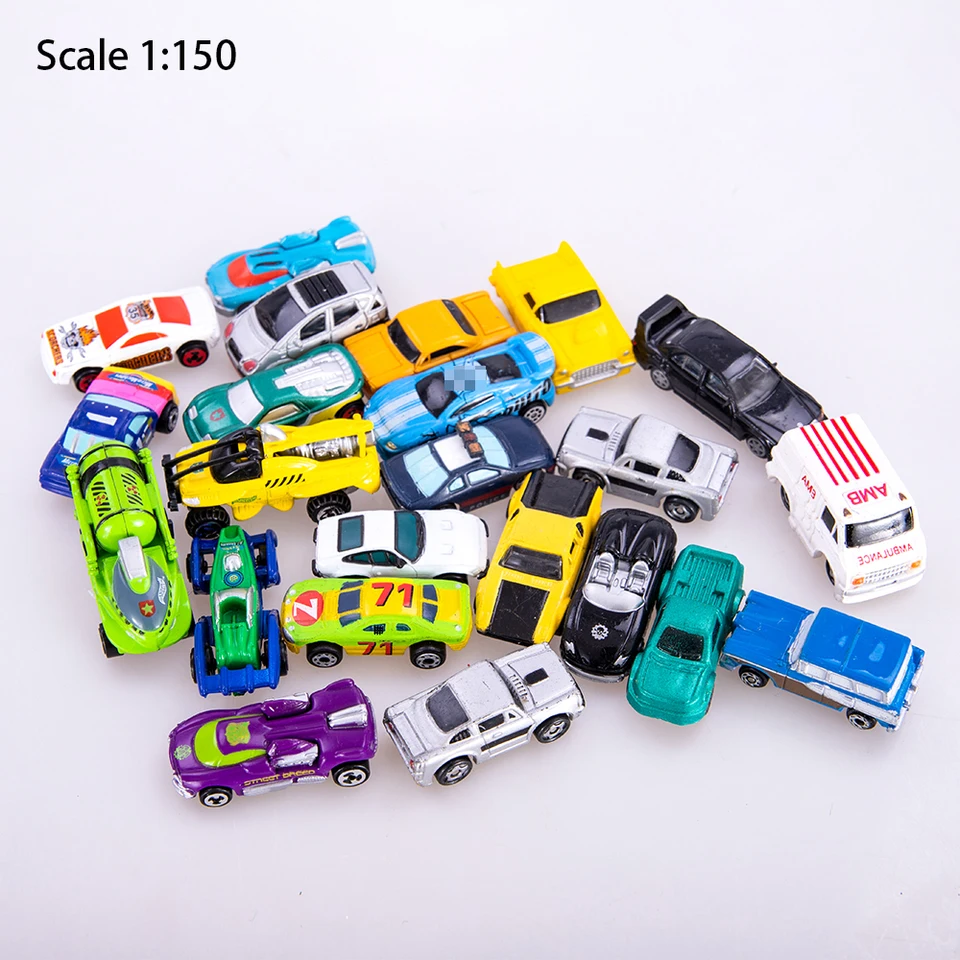 N Stupnica 1: 150 Model automobilu Zmiešané typy vozidiel Kid Hračky na budovanie pieskového stola scéna Diorama súpravy 5ks