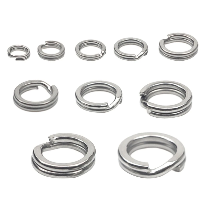 N0HA 50ks rybárske návnady konektor Round Circle Split Rings Rozsúdené rybárske rozdelené krúžky z nehrdzavejúcej ocele Rybárske krúžky