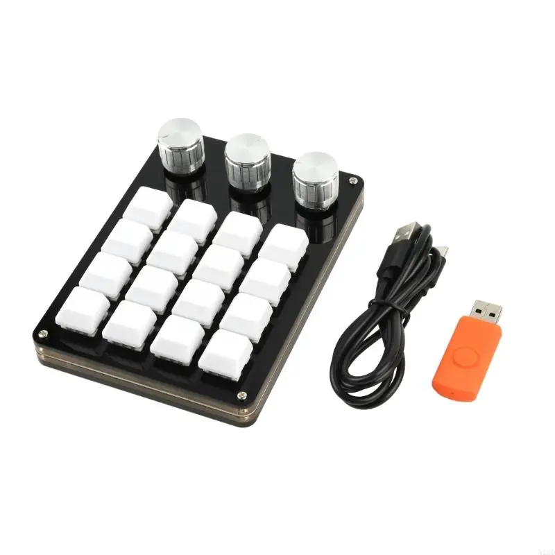 N1HD 16Keys Keyboard Macropad s 3 gombíkovou programovacou klávesnicou pre úpravu videa