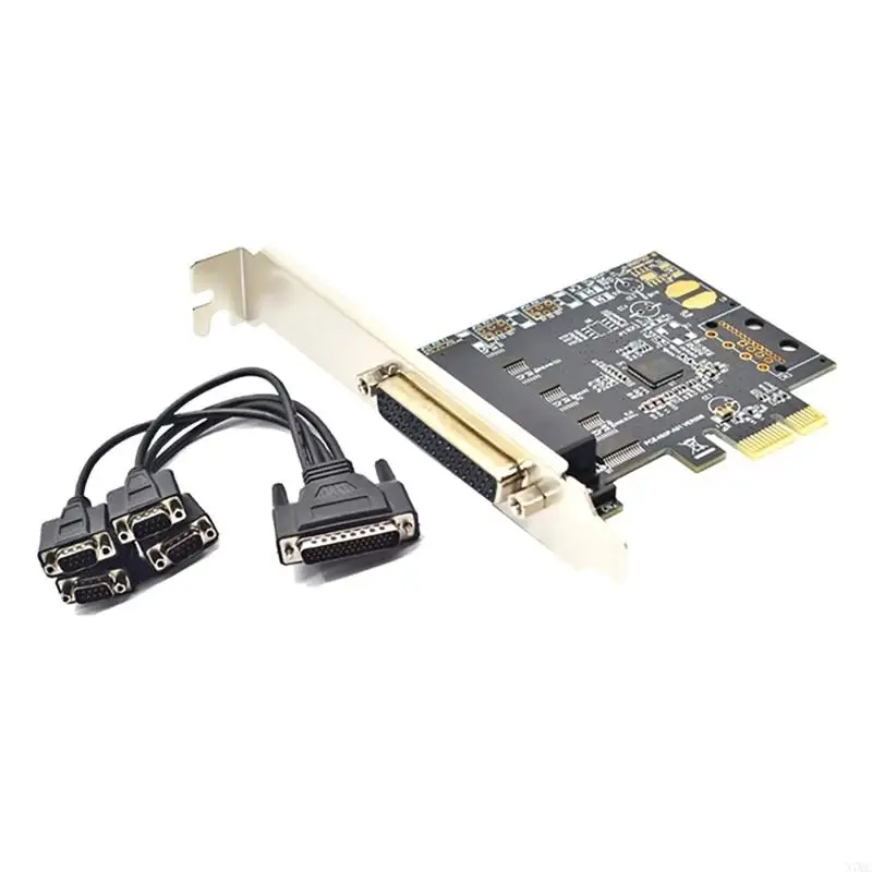 N7MC 4 porty PCI-E RS232 Serial Adapter PCIe PCIe na expanznú kartu DB9in ASIX AX99100 Prevodník čipových súprav s dátovými káblami DB9