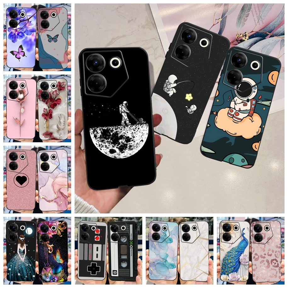 Na krytie Tecno Camon 20 Case Camon20 Pro 4G Puzdro Pasce Cuce Cuce Astronaut Silikone Soft Funda pre Tecno Camon 20 Pro 5G CK8N Bumper