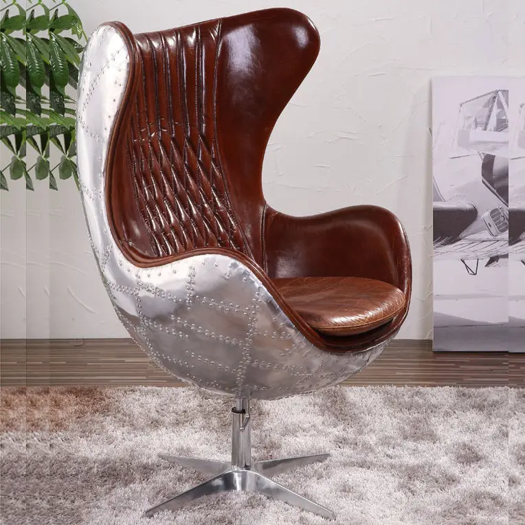 Na mieru letectvo hliníkový popruh zadný oválny arne jacobsen stolička pre kaviarne Skutočná koža