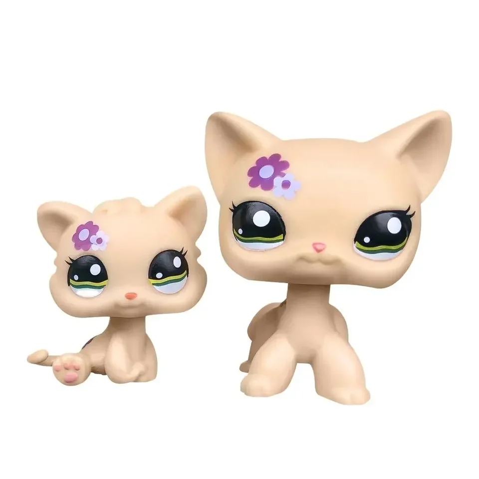 Na mieru vyrobené dieťa s littlest Pet Shop LPS hračky hračky hračky stojace krátke vlasy #1962 žlté fialové kvetinové mačiatko