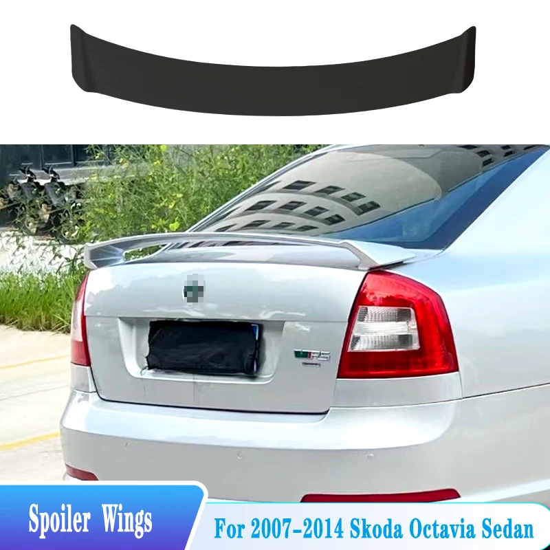Na roky 2007-2014 Škoda Octavia Sedan RS Štýl Zadný kmeň veko Spoiler Tail pery krídla krídla ABS Plastické čierne ladenie Kit