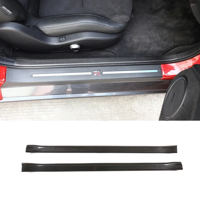 Na roky 2008-2016 Nissan GTR R35 Real Carbon Fiber Dvere Sill Proti-Scratch Strih Strip Ochranné krytiny Interiérové ​​príslušenstvo