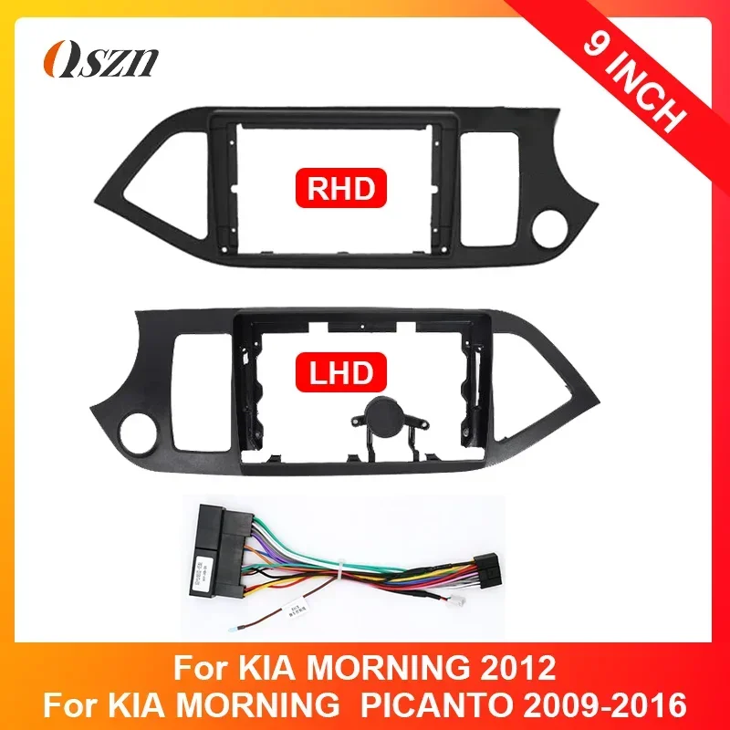 Na roky 2009-2016 KIA Morning Picanto 9inch Car And Radio Android DVD stereofónne zvukové obrazovky Multimediálne video prehrávač ráme