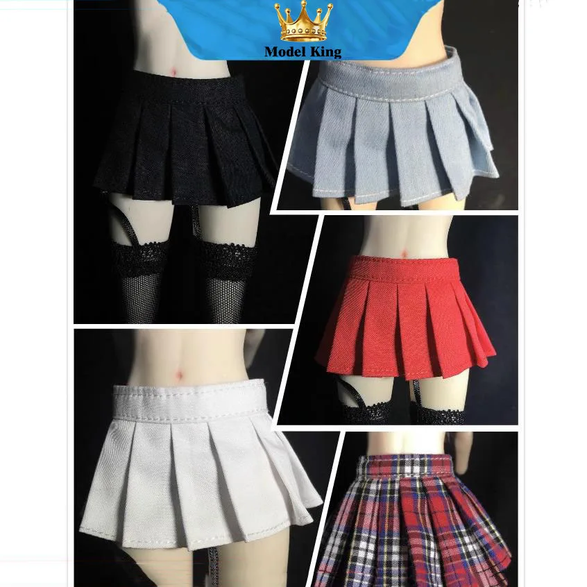 Na sklade 1/12 v mierke ženský solider sladký roztomilý študent JK Uniformné šaty klasické kockované zakryté sukňu 6 