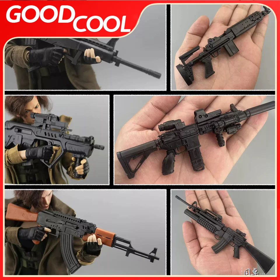 Na sklade 1/6 Soldier Accessories AK47 MK18 G36 KSK FN Scar HK416 Mini Toys Weapon Model Fit 12 -palcová akčná figúrka