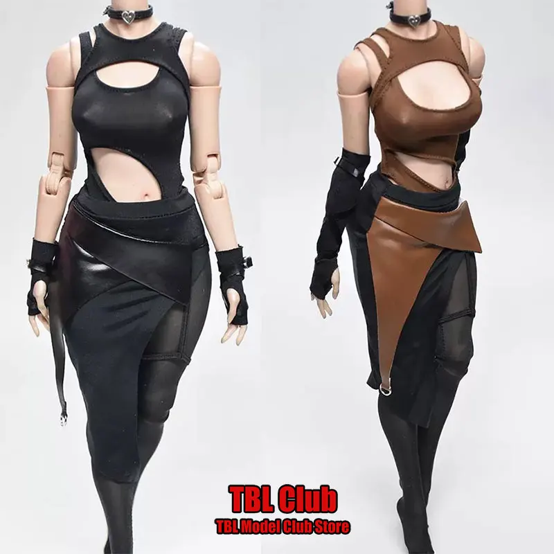 Na sklade 1/6 v mierke ženský vojak sexy nepravidelná kožená sukňa jednodielna otvorená hrudná plavky pre 12 palcov Tbl Action figure Doll Doll