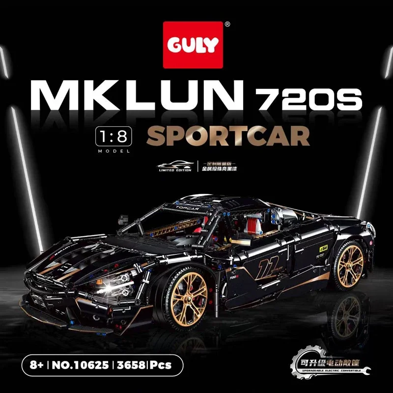 Na sklade 1: 8 MOC Sport Racing CAR Model 720s s motorom 10625 3658ks stavebné bloky Hračky tehál pre deti vianočné darčeky