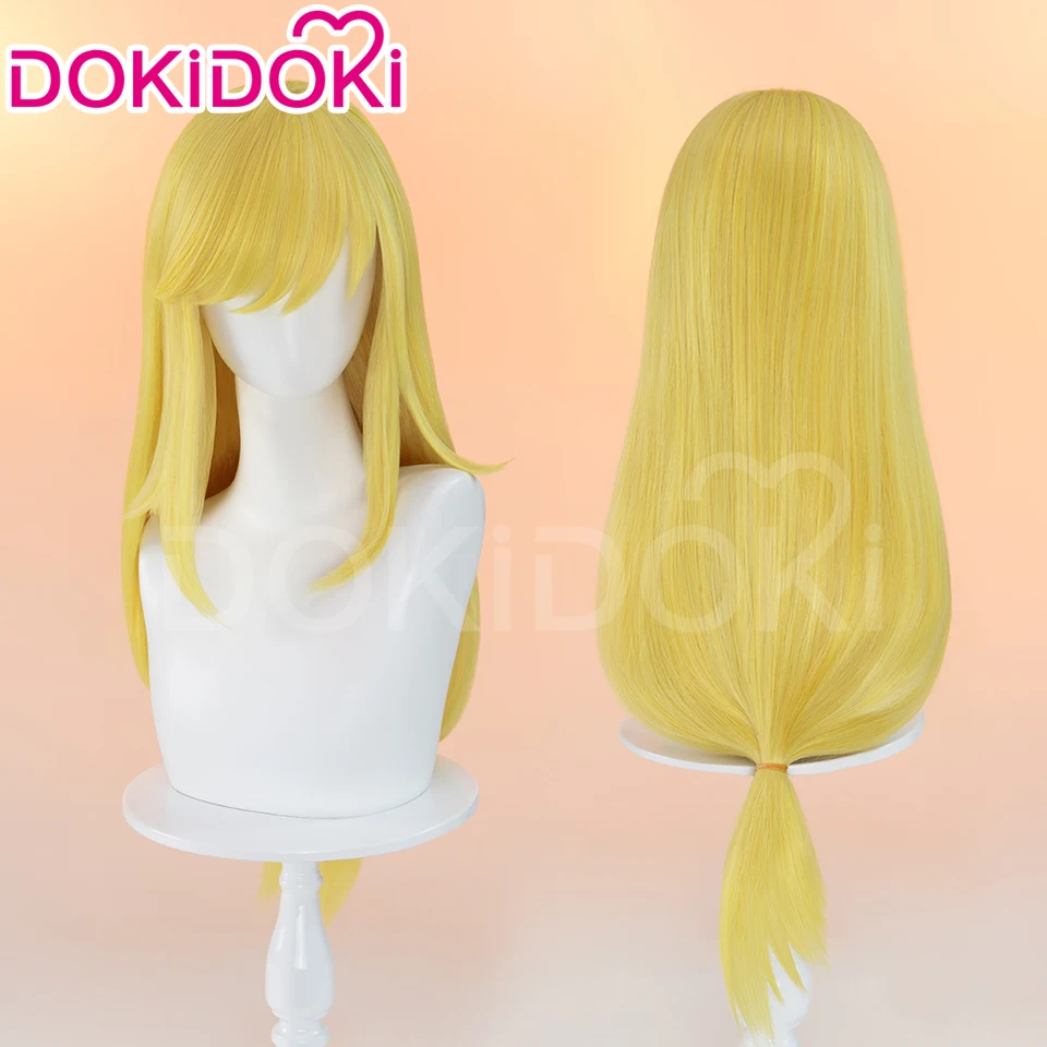Na sklade Applejackk parochňa karikatúra cosplay parochňa Dokidoki Ženy 65 cm dlhé žlté vlasy