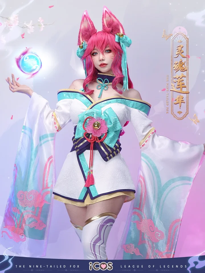 na sklade Irelia H Ahri Lol Ahri Spirit Blossom Cosplay kostým Halloween Party Dress for Women