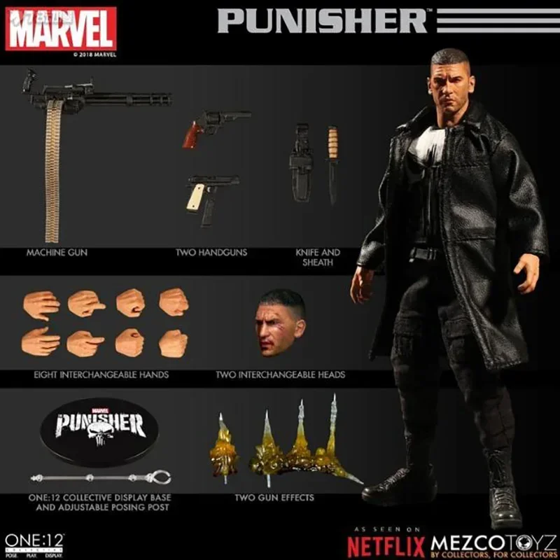 Na sklade Original Mezco One: 12 Punisher Anime Action Collection Figure Model Hračky darčeky pre deti