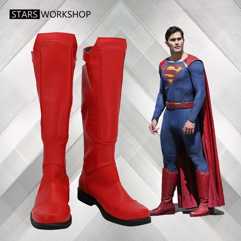 Na sklade Supergirl Clark Kent Cosplay topánky Americký film Red Long Leather topánky pre Halloween Vianoce na mieru vyrobené