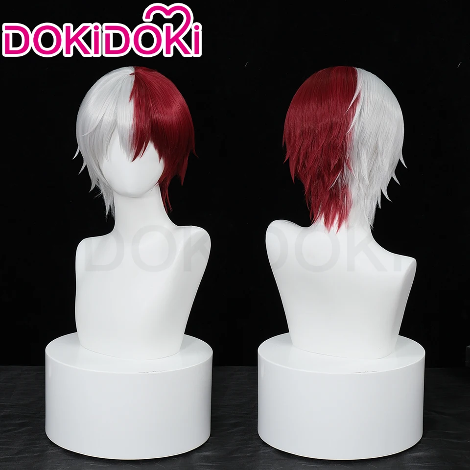 Na sklade Todorokii brokaro parochňa anime cosplay dokidoki todorokii broka cosplay mužov 32 cm červené biele vlasy odolné voči bezplatnému čiapke