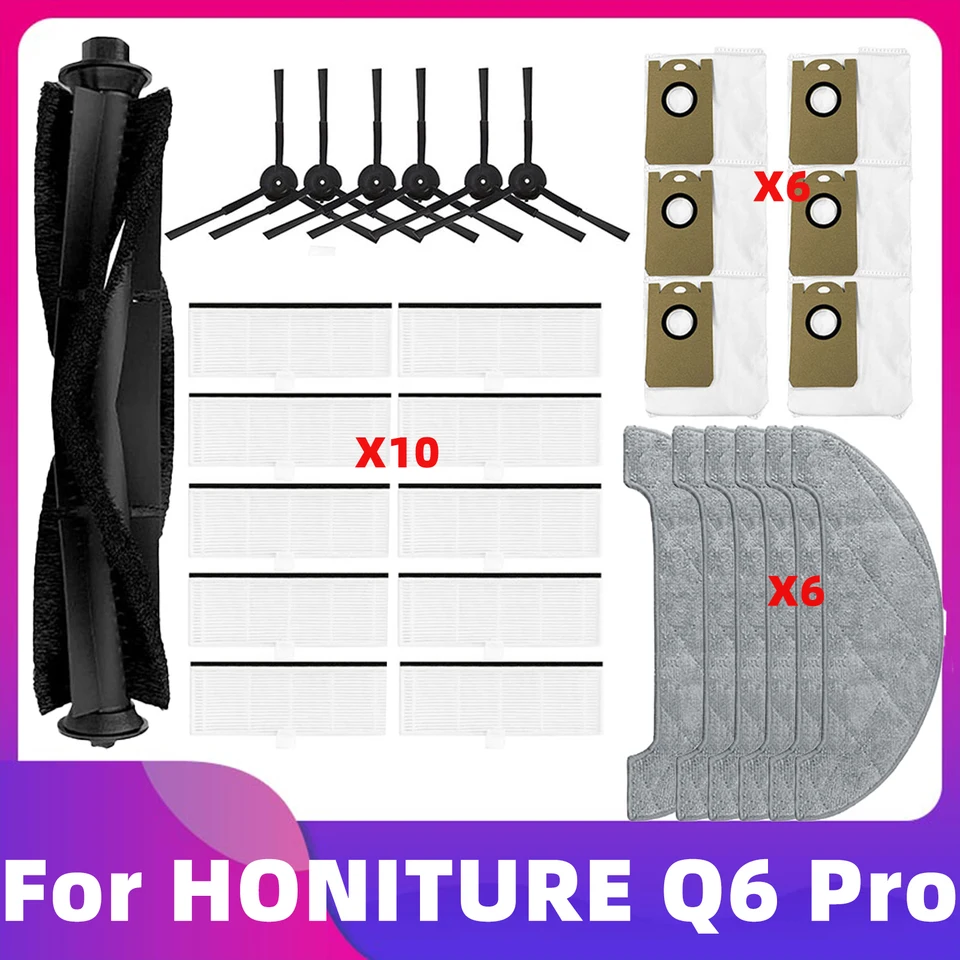 Na vyznamenanie Q6 Pro / IMOU L11 Pro / Laresar L6 Pro / Airrobo T10+ / Arnagar S8 Pro Hlavná bočná kefka filter mop prachový vrecko Mop Dust Bag Časti