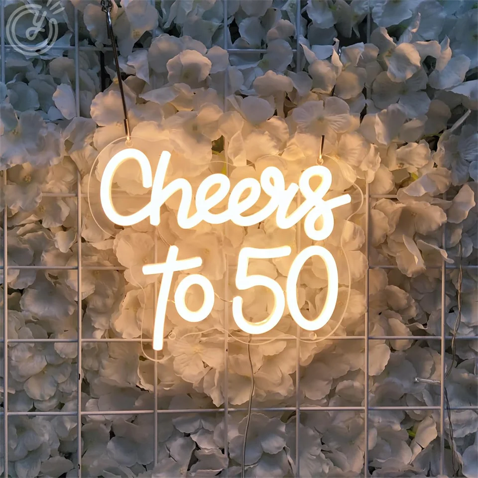 Na zdravie 50 rokov neónové podpisy 50. výročie dekorácie, LED svetlá znamienko 50. narodeniny dekorácie pre obývaciu izbu Bar Bar