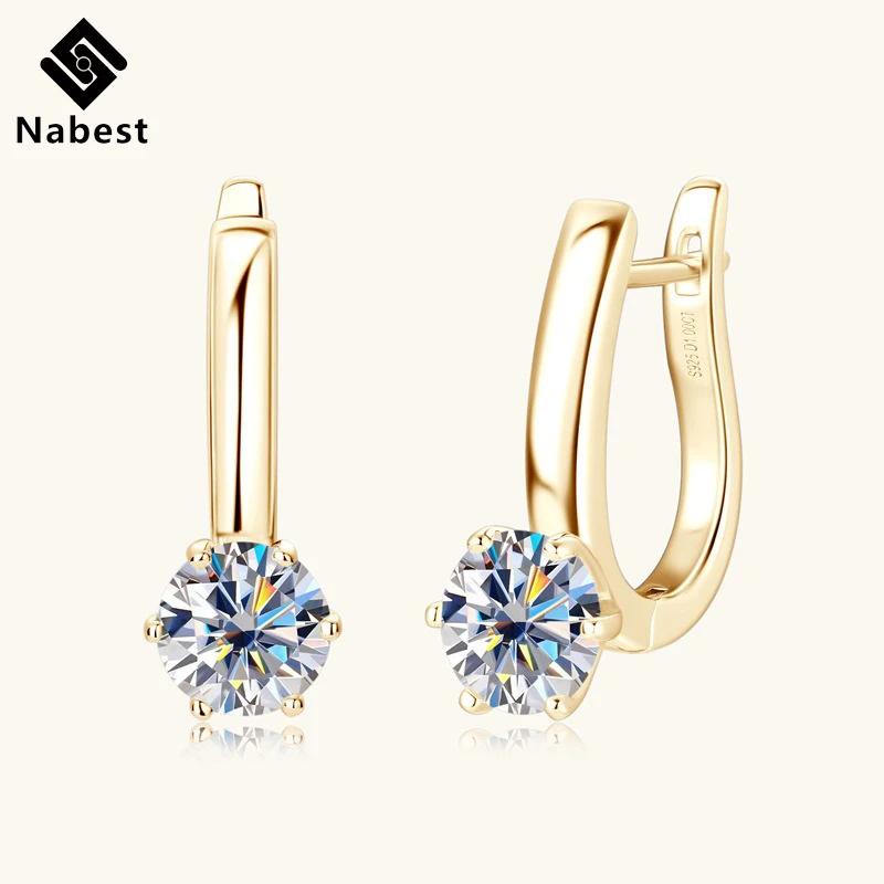 Nabest Hypoalergenic 1Ct VVS D farba Moissanite náušnice Ženy 18 K Zlaté 925 Sterling strieborné náušnice Drop Drop Doprava