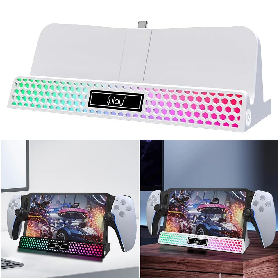 Nabíjacia prístavná stanica pre portál PS5 s RGB Svetelným nabíjacím stojanom odnímateľného držiaka základnej nabíjania pre portál PlayStation Portal