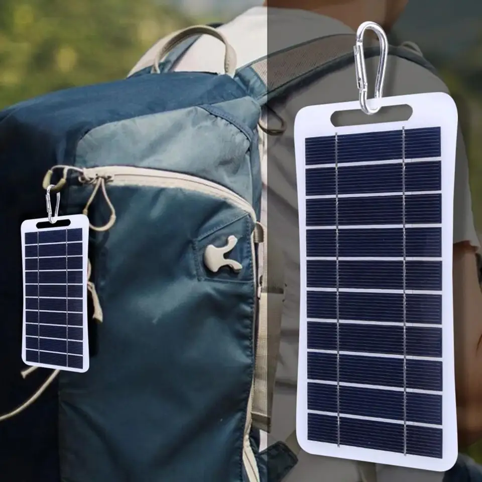 Nabíjací adaptér Vysoko účinný 2W/5V prenosný solárny panel na kempingové batohové nabíjačku na nabíjačku Nepremokavé ľahké ľahké odolné